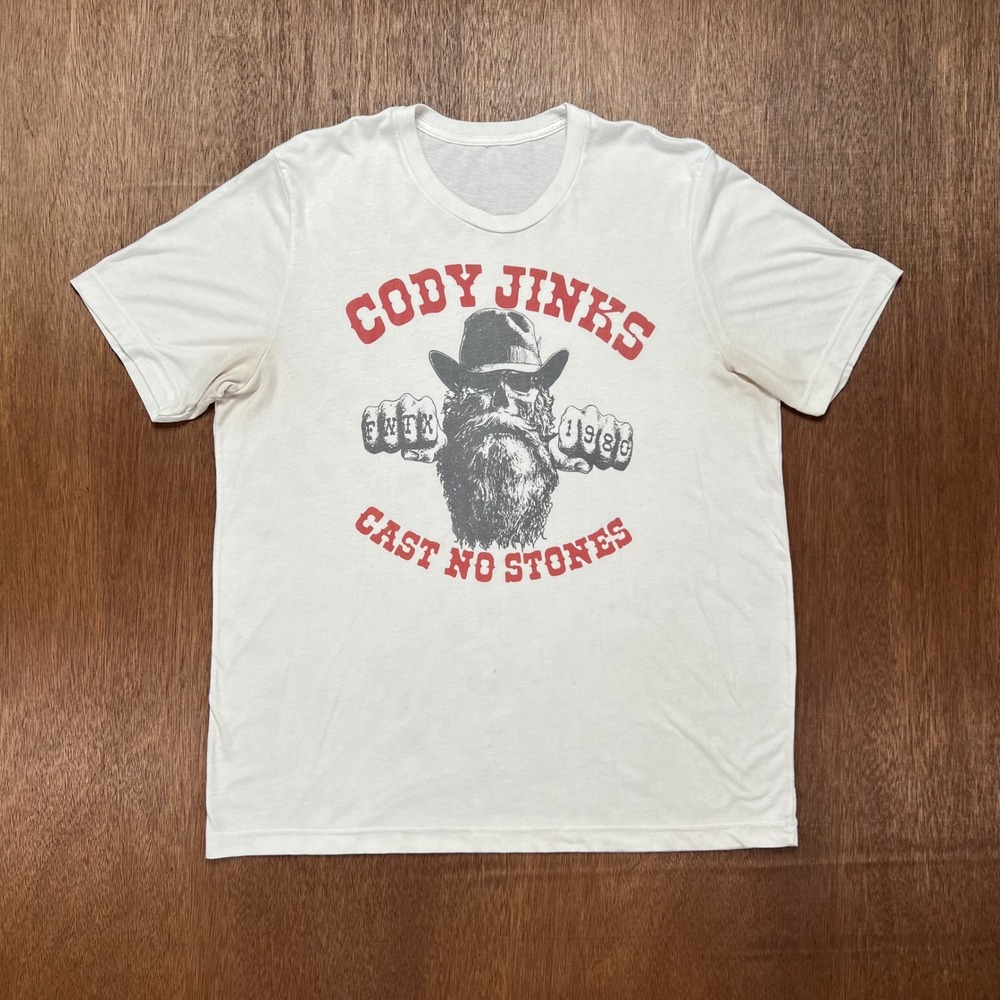 Cody Jinks Cast No Stones Graphic T-Shirt XL white Outlaw Country Music Tee